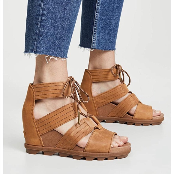 New SOREL Joanie Gladiator Wedge Sandals Tan 8.5 - Picture 3 of 9